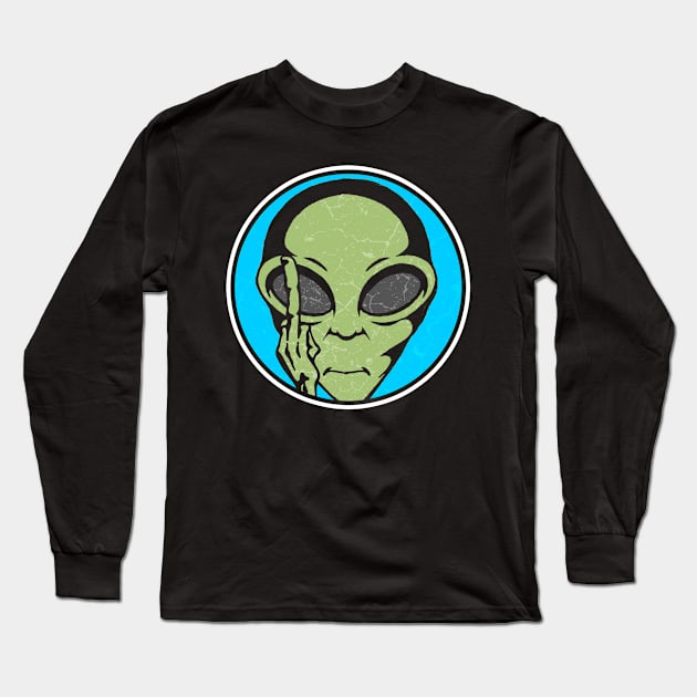 Funny Alien Showing Middle Finger Long Sleeve T-Shirt by Mila46